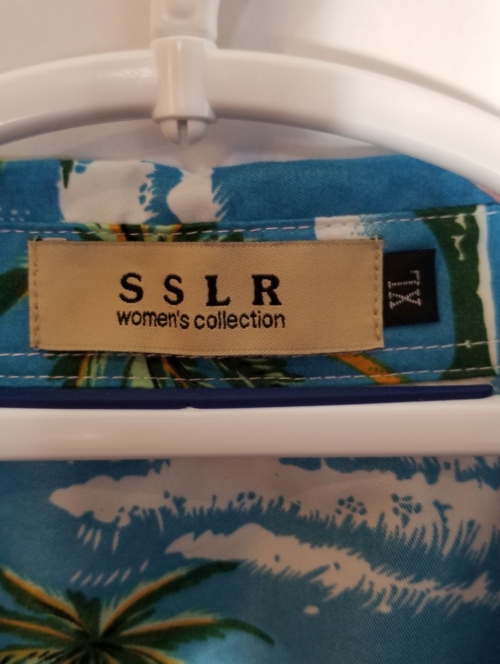 SSLR Women's Collection XL Hawaiian Shirt Flamingo Button Up Short Sleeve Blue - Picture 3 of 7
